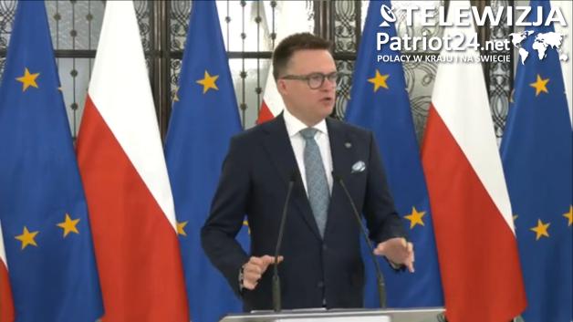 [VIDEO] Konferencja prasowa marszałka Sejmu  Szymona Hołowni przed XVII posiedzeniem  sejmu