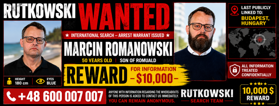 Recompensă de 10.000 $ pentru informații care duc la localizarea persoanei urmărite Marcin Romanowski